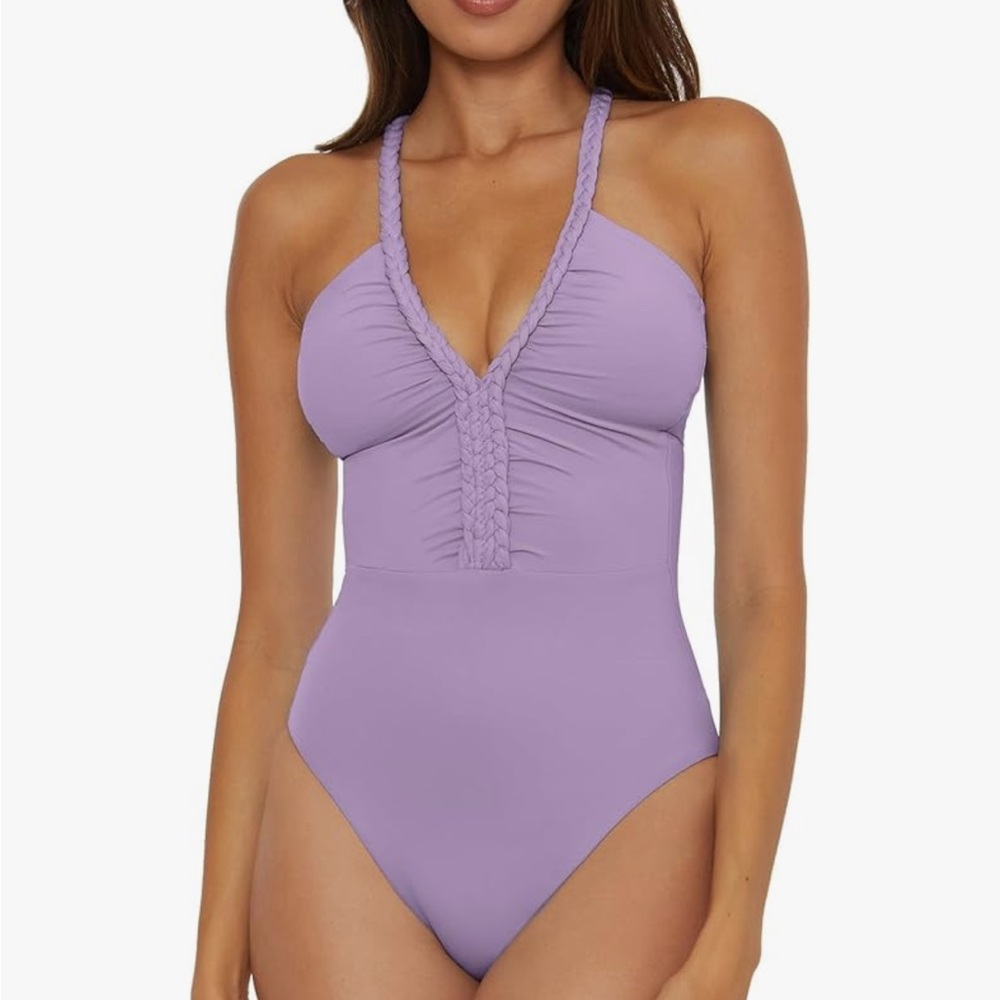 Lavender Braided Strap One-Piece Swimsuit